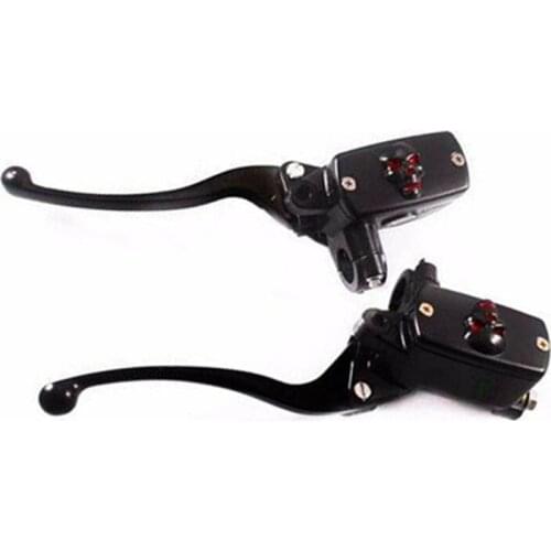 Black 1" Skull Handlebar Control Reservoir Brake Clutch Lever Motorcycle Custom