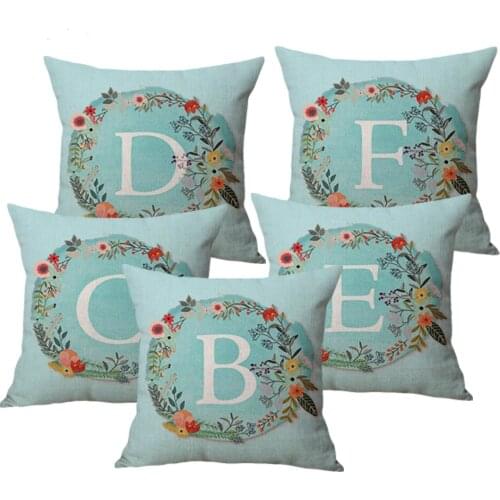 Letter Monogram Decorative Sofa Throw Pillow Cases 26 Alphabet Sign Cotton Linen Car Cushion Covers Fashion house decoration