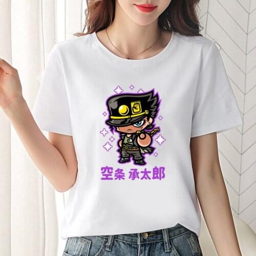 Harajuku Japan Anime JoJo Bizarre Adventure T Shirt Cool Cute Kujo Jotaro Graphic Female Tops Diamond Is Unbreakable Printed Tee