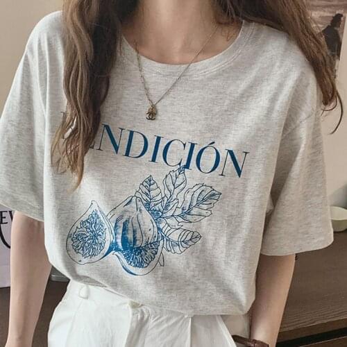 Letter Print O-Neck T-Shirt Women Korean Fashion Loose T-Shirt Woman Casual Slim Short Sleeve Tees Ladies Summer 2021