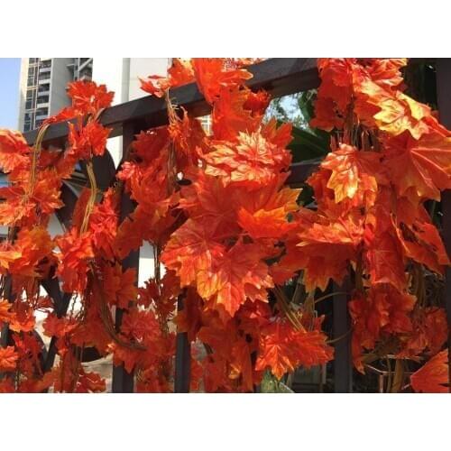 Artificial High Simulation Red Maple Leaf vine, Home Garden Store Decorative Fabric Plant Leaves Ivy, 50PCS