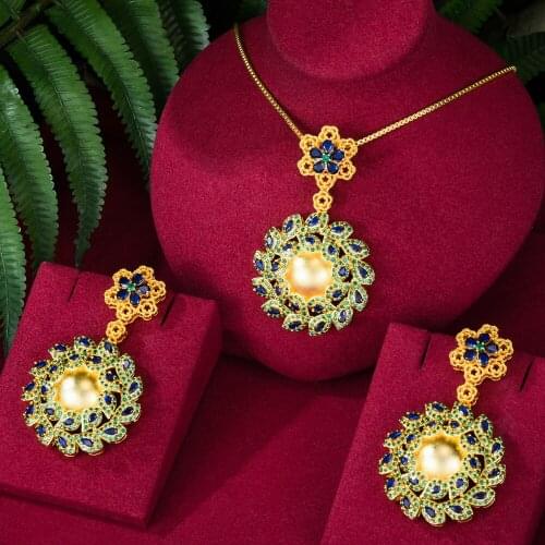 Kellybola High Quality Luxury Shiny Necklace Earring Set Noble Female Bride Wedding Party Show Jewelry Accessories New Hot Trend