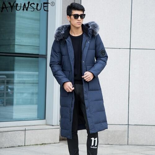 AYUNSUE Winter Jacket Men Hooded Down Jackets Mens Clothing Big Fox Fur Collar Coat 5XL 8XL clothes Los Hombres Parkas LXR595