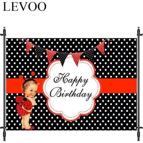 LEVOO Photographic Background Polka Dots Black Birthday Ladybug Newborn Background Photobooth Photo Studio Fabric Shoot