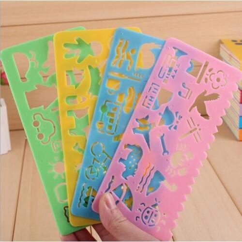 40Pcs/lot Cute Art Graphics Symbols Drawing Template Stationery Candy Color Ruler Student Stationery Party Gift For Kids
