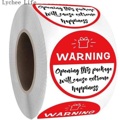 Lychee Life 1Roll 500Pcs Round Warning Sricker Labels Extreme Happiness Labels For Business Gifts Packaging Envelope Stickers