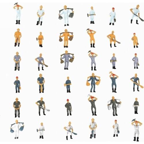 Model Railway Workers 50 Scale Painted Building Layout Miniature Figures Workman For Architectural Landscape Models Toys 20pcs