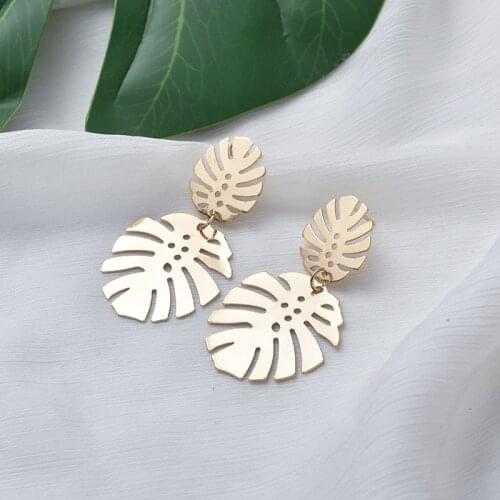 Fashion Leaves Earrings for Women Retro Hot Sale Creative Metal drop earrings Hollow Design earrings 2021 trend Female Jewelry