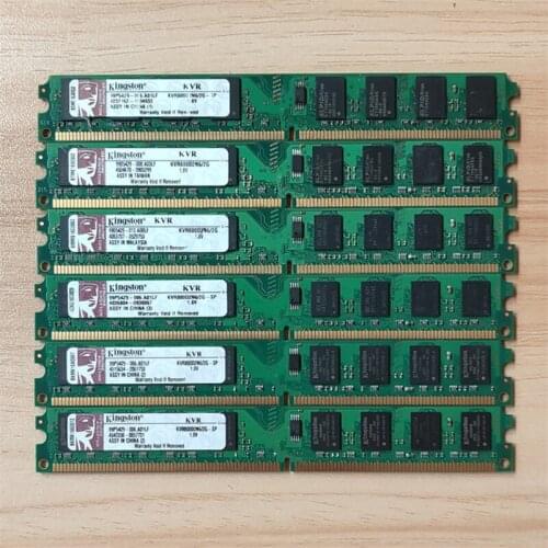 Kingston used memoria DDR2 RAM 2GB 800MHz PC2-6400 Used KVR8002N6/2GB rams 1.8V for desktop memory 2gb 1pcs