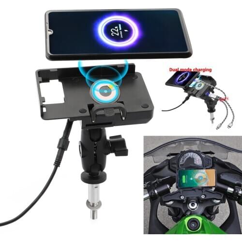 Motorcycle mobile phone holder GPS wireless/USB fast charging For Kawasaki Ninja650 Ninja1000 GTR1400 NinjaH2SX Z1000SX