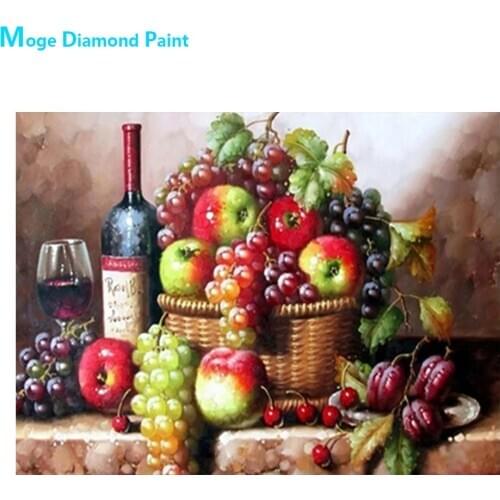 Still Life Grape Wine Bottle Diamond Painting Round Full Drill Nouveaute DIY Mosaic Embroidery 5D Cross Stitch Oil Pattern