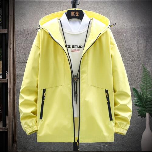2021 Mens Hooded Jacket Spring Autumn Casual Solid Streetwear Top Coat Slim Zipper Windbreaker Jacket Clothing Plus Size M-4XL