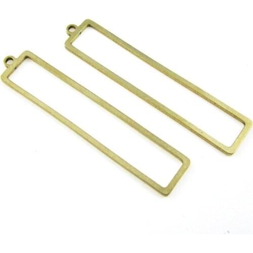 Brass earring charm Rectangle frame brass finding 42x8.5x1mm brass necklace pendant -6pcsR1457