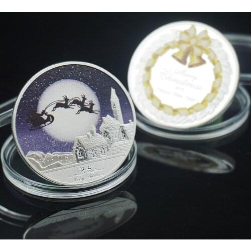 2021 New Year Gifts Merry Christmas Snowman Deer Silver Coin Commemorative Coins Medal Collectibles With Coin Capsule