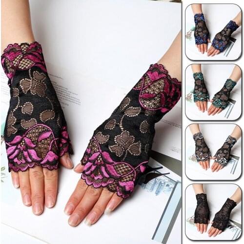 Sexy Lace Gloves Women Sunscreen Short Gloves Fingerless Driving Cycling Gloves Spring And Summer Girls Mittens