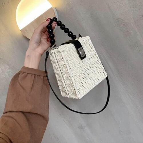 Hand-woven Women Straw Bag Ladies Small Shoulder Bags Bohemia Beach Bag Crossbody Bags Travel Tote Female Handbag Box Holiday
