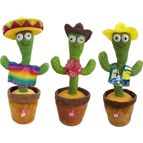 L41D 30cm/11.81'' Cactus Shaped Plush Toys 3D Soft Electronic Dancing Cactus for Kids Early Education and Home Decoration