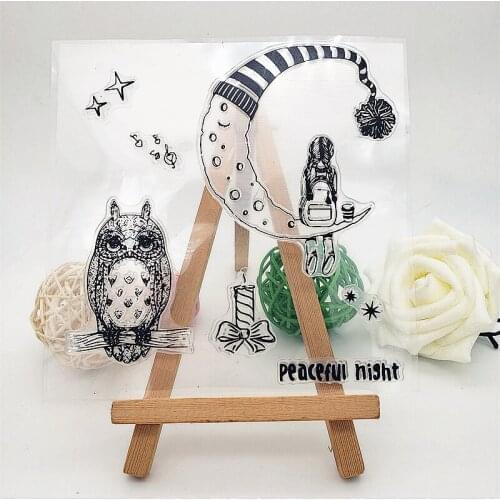 13x13CM Moon Girl Clear Stamps Transparent Seal Silicone Seal TPR Christmas Wedding Roller Stamps DIY Scrapbook Album Card
