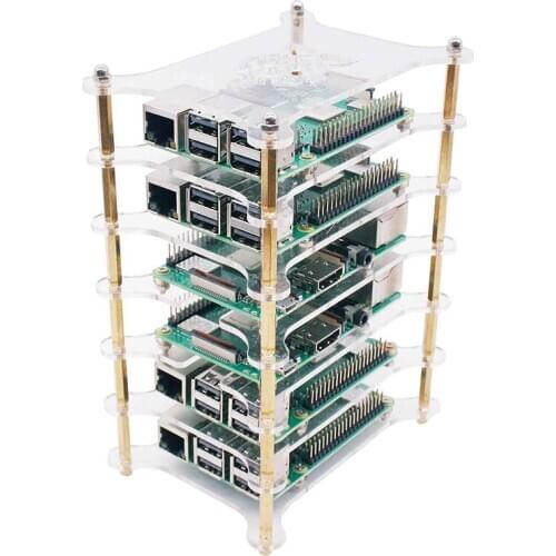 6-Layers Acrylic Bone Plate Stack Clear Case Box Enclosure for Raspberry Pi 4B/3B+/3B/2B/B+(Without Raspberry Pi)