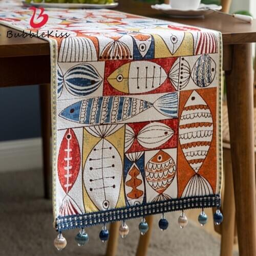 Bubble Kiss Japanese-Style Table Runner Classic Embroidery Tea Table Cover Creative Small Ball Decor Home Fashion Table Flag