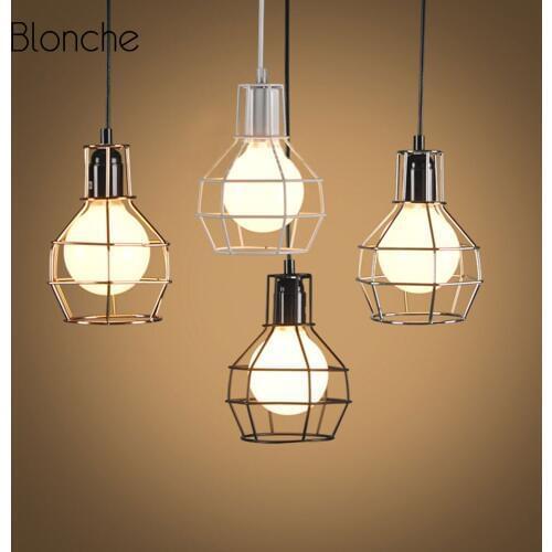 Modern Pendant Light Vintage Cage Hanging Lamp Restaurant Bar Counter Industrial Retro Decor Pendant Lamp E27 Loft Luminaire