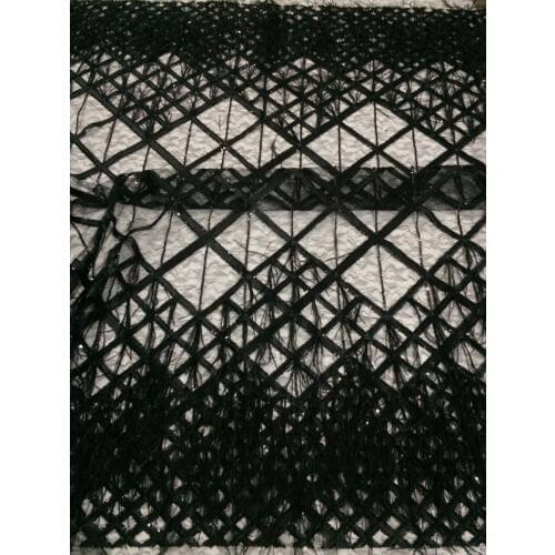 Super Quality black feather tulle lace fabric special ZH-112946 French net Lace Fabric for party dress
