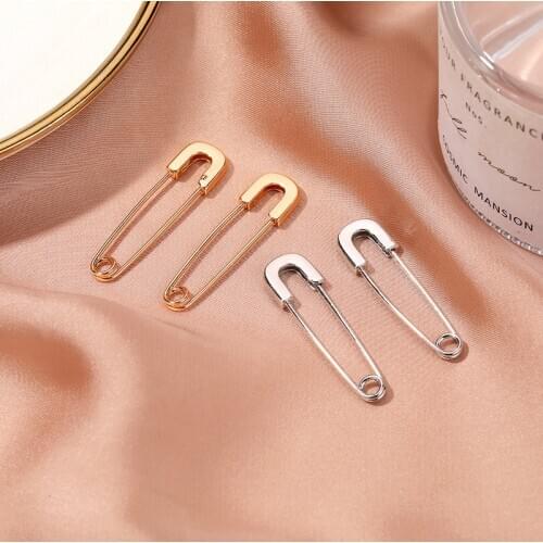 Alternative Fashion Pin Gold Silver Color Women Earrings Statement Unusual Hanging Earring Funny Beautiful Minimalism Jewelry
