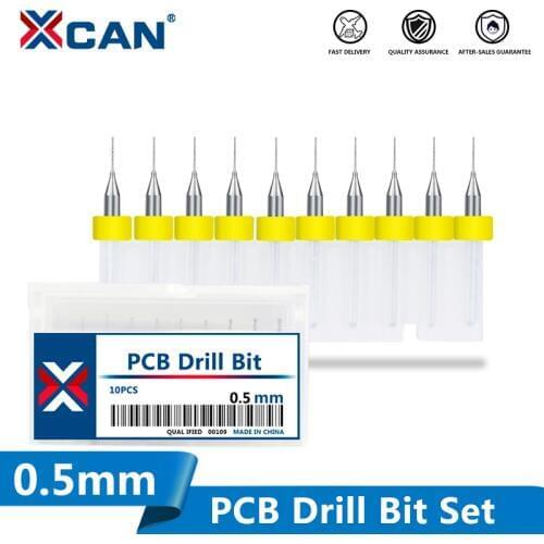 XCAN 10Pcs/set 0.5mm Carbide PCB Drill Bits Mini CNC Drilling Bit Set For Print Circuit Board Drilling