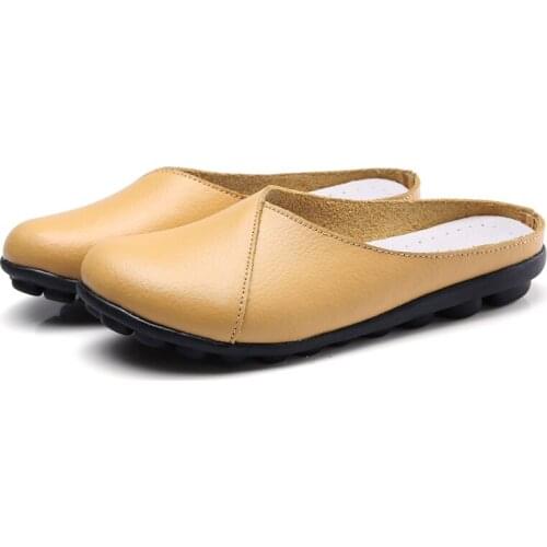 Summer Low Heels Woman Tennis Shoes 2021 Slip-On Light Weight Flat Soft Shoes Slip-On Genuine Leather Women Footwear Candy Color