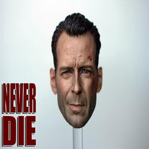 1/6 scale Never Die Bruce Willis John McClane Model Head Carving F12'' Figure Model Battle Damage Face with Blood Model