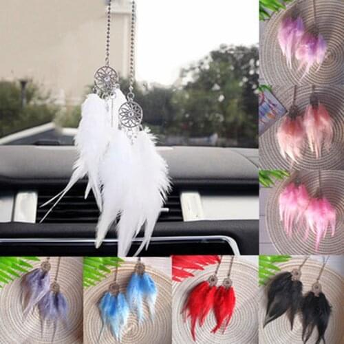 1PC Car Dream Catcher With Feathers Handmade Wall Hanging Car Ornament Craft Art Car Hangings Decor Home Decoration Wind Chimes