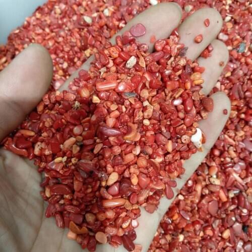 100g Beautiful Red Coral Crystal Stone Gravel Specimen Decoration Unique Cure