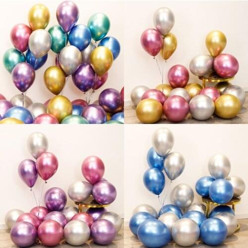 12 Inch Glossy Metal Pearl Latex Balloons Thick Chrome Metallic Colors Helium Air Balls Globos DIY Wedding Birthday Party Set