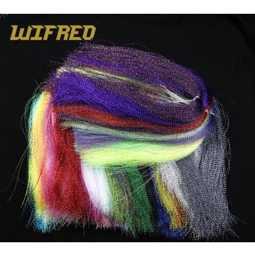 Wifreo 12 Bags Fishing F Treble Hook Flash Tinsels Pearl Silver Pink Black Green 29 Colors