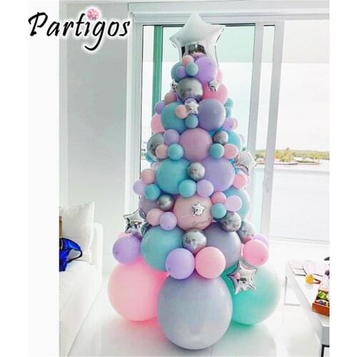 151pcs/set Macaron Pink Purple balloon garland pillar Christmas balloon tree Christmas party decorations 18inch pentagram globos