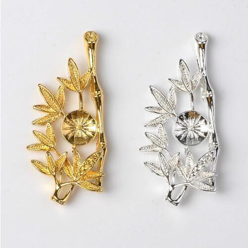 20PCS 21*47mm Fashion Metal Alloy Gold Silver color KC Gold Flower Branch Connectors Charm Findings For Jewelry Making