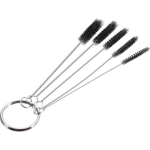 5pcs Stainless Steel Pipe Tube Cylinder Bores Cleaning Brush Set with Keyring Tube Bottle Cleaning Brushes For Housework Tools