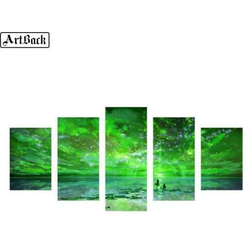 5d diy diamond painting green sky landscape full square diamond sticker crafts five spell decorative painting