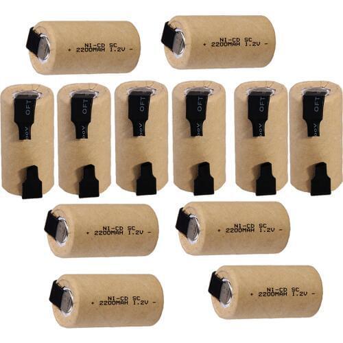 12 pcs SC 2200mah 1.2v battery NICD rechargeable batteries for makita bosch B&D Hitachi metabo dewalt for emergency light toy