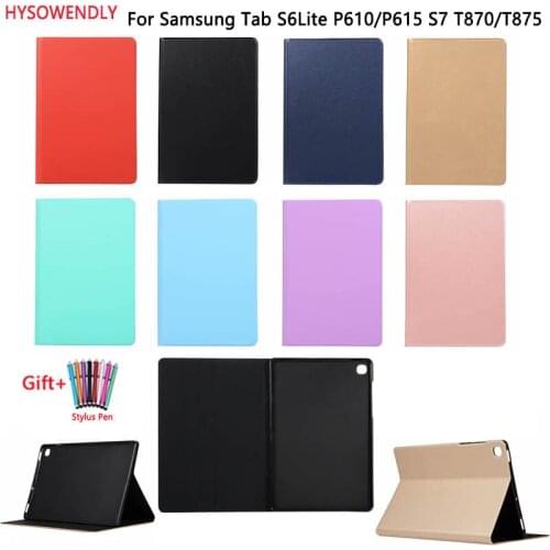 Tablet Case For Samsung Galaxy Tab S6Lite 10.4 inch P610 P615 Smart Stand Silicone PU Leather Cover For Samsung Tab S7 T870 T875