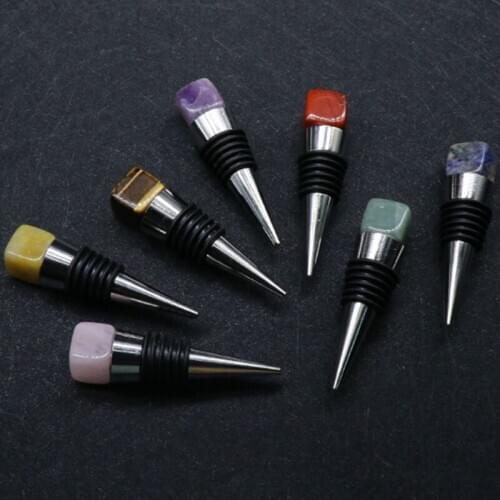 Natural mixed material crystals healing stones red wine bottle stopper for gift