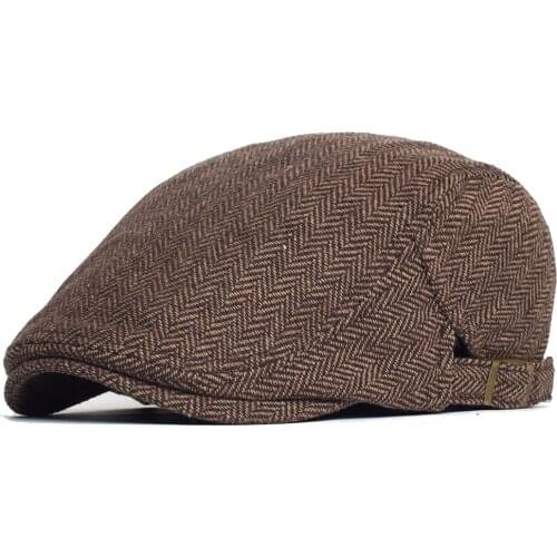 Newsboy Caps Men Woman Casual Herringbone Beret Flat Ivy Cap Soft Solid Color Driving Cabbie Hat Unisex Hats Adjustable