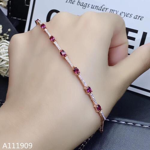 KJJEAXCMY boutique jewelry 925 sterling silver inlaid Natural Garnet ladies bracelet support detection luxurious beauty