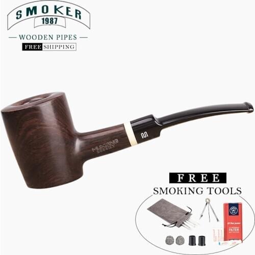 Classcal Straight Stems Ebonywooden Tobacco pipe Hammer Wooden Smoking Pipe with 9mm filters xac0035