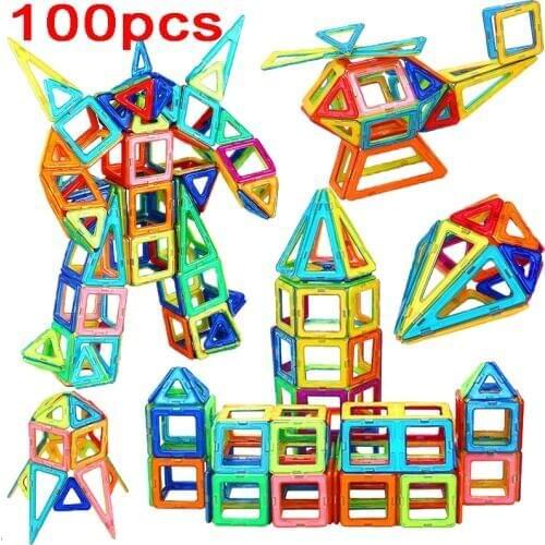Big Size Designer Magnetic Building Blocks Toys 100 Pcs DIY magnet Constuction Square Building Blocks Christmas Birthday Gift