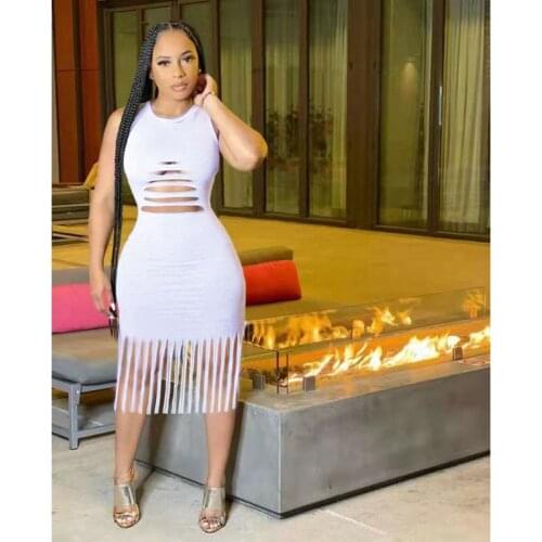 Summer Clothing Sexy Dress Hole hollow tassel Party Birthday Dresses for Women Club Outfits Y2k Clothes Vestidos Wholesale Items