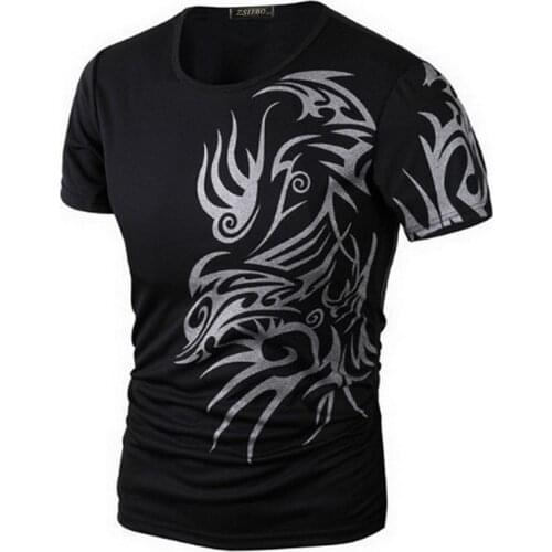 Hot New 2015 Fashion Brand T Shirts for Men.Novelty Dragon Printing Tatoo Male O Neck T Shirts Men 's Brands. TX70-T Shirt-An-E