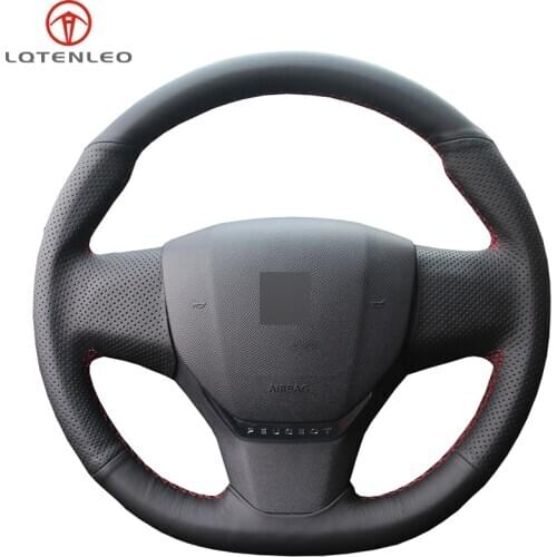 LQTENLEO Black Artificial Leather DIY Car Steering Wheel Cover For Citroen C3 C3-XR C4 2015-2019 Peugeot 408 2014-2019 Travel