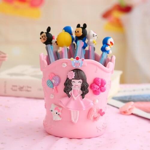 Cute Make-Up Tool Pen Barrel Girl Heart Creative Fashion Cute Large-Capacity Office Desktop Storage Box Home Office