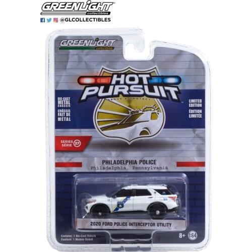 1:64 Greenlight 2020 Ford police interceptor utility Philadelphia police Collect alloy car model toys die-casting